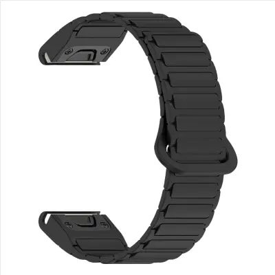 Silikonski magnetni pašček za uro Garmin Fenix 8/7X/Epix s hitrim sproščanjem Black 20 mm