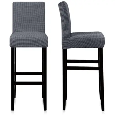 Prevleke za barske stole s karo vzorcem, raztegljive prevleke za barske pulte DarkGrey