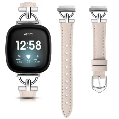 Usnjen pašček za uro Fitbit Versa 4/3/Sense - roza