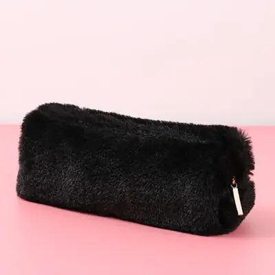 Plišasta peresnica, osemkotna torba za šolarje Black