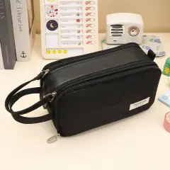Prostorna peresnica, večplastna torba za svinčnike z zadrgo Black