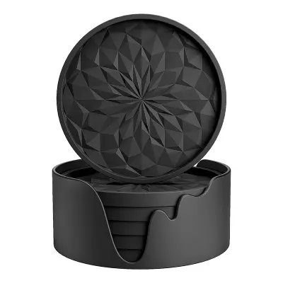 Komplet 6 silikonskih podstavkov s držalom Black