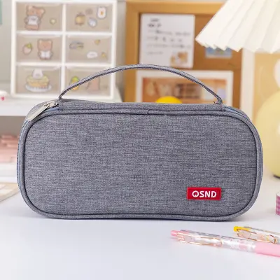 Minimalistično platneno peresnico z ročajem Grey