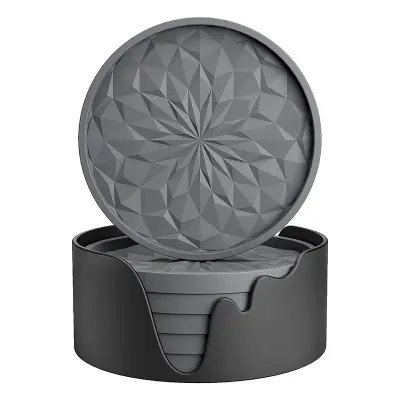 Komplet 6 silikonskih podstavkov s držalom Grey