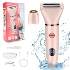 2-v-1 Ženski električni trimer in brivnik za telo Pink