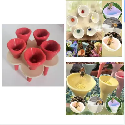 Fontana za čebele iz umetne smole v obliki rože (komplet 2 kosov) Red