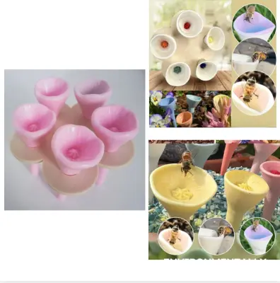 Fontana za čebele iz umetne smole v obliki rože (komplet 2 kosov) Pink