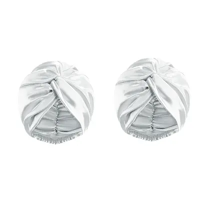 2-pak satenaste kapice za skodrane lase, dvojna plast, kapa za spanje za ženske Grey