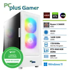 PCPLUS Gamer Ryzen 5 5600X 16GB 1TB RTX 4060 8GB W11H+ Xbox GP bel gaming namizni računalnik