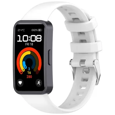 Mehak silikonski pašček za uro Huawei Band 10/9/8 (kovinska zaponka) White