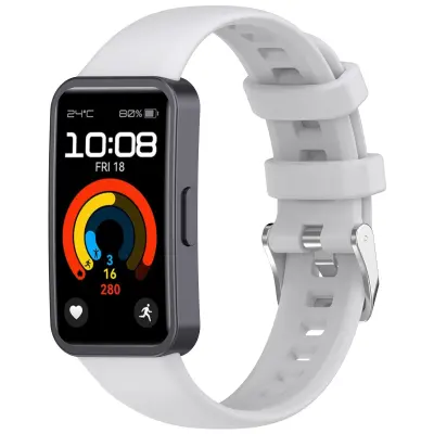 Mehak silikonski pašček za uro Huawei Band 10/9/8 (kovinska zaponka) Grey