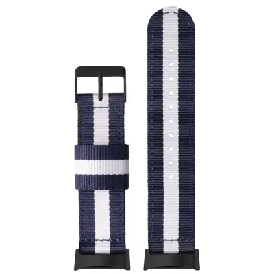 Najlonski pašček za uro za Fitbit Charge 5, zračen športni nadomestni pašček Blue + White