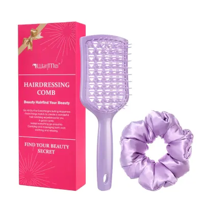 Komplet glavnika za razčesavanje z masažerjem za lasišče - darilni set z dvema kosoma Purple