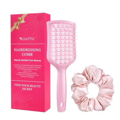 Komplet glavnika za razčesavanje z masažerjem za lasišče - darilni set z dvema kosoma Pink