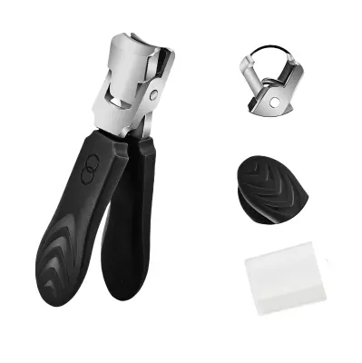 Ščipalnik za nohte, odporen proti brizganju, s široko odprtino Black + Silver