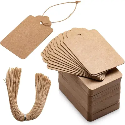 Kraft papirnate etikete z vrvico - 100 kosov
