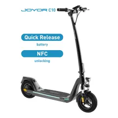JOYOR C10 električni skuter z motorjem 500W, snemljivo baterijo 48V 10,4Ah, možnostjo odklenjanja s NFC, največjo hitrostjo 40km/h in dosegom do 40Km.