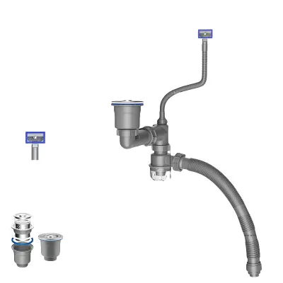 Komplet za odtok za umivalnik za namestitev pod pult za varčevanje s prostorom   Model 2