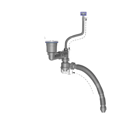 Komplet za odtok za umivalnik za namestitev pod pult za varčevanje s prostorom   Model 1