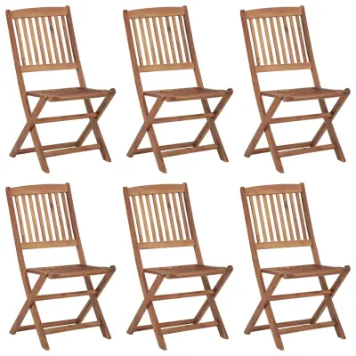 Zložljivi Vrtni Stoli - Stol za vrti 6 kosov z blazinami trden akacijev les JS3104