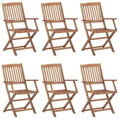 Zložljivi Vrtni Stoli - Stol za vrti 6 kosov z blazinami trden akacijev les JS3127