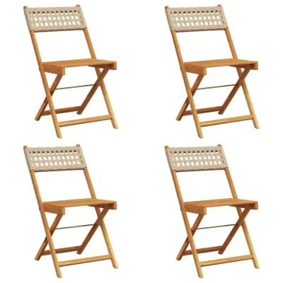 Zložljivi Vrtni Stoli - Stol za vrti 4 kosi bež poli ratan in trden les JS2851