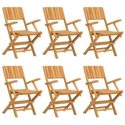 Zložljivi Vrtni Stoli - Stol za vrti 6 kosi 55x61x90 cm trdna tikovina JS2990