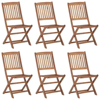 Zložljivi Vrtni Stoli - Stol za vrti 6 kosov z blazinami trden akacijev les JS3107