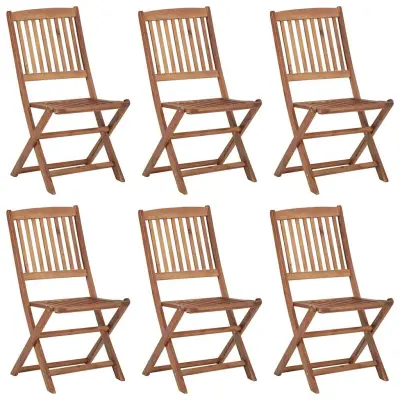 Zložljivi Vrtni Stoli - Stol za vrti 6 kosov z blazinami trden akacijev les JS3131