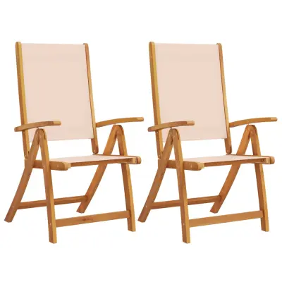 Zložljivi Vrtni Stoli - Stol za vrti 2 kosa trden akacijev les in tekstil JS2693