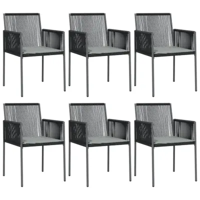 Vrtni stoli - Stol za vrt z blazinami 6 kosov črni 54x60,5x83,5 cm poli ratan JS2363