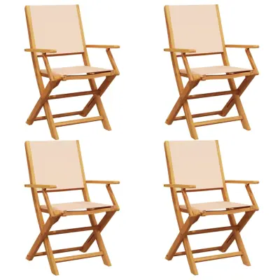 Zložljivi Vrtni Stoli - Stol za vrti 4 kosi bež blago in trden les JS2849