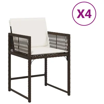 Vrtni stoli - Stol za vrt z blazinami 4 kosi rjav poli ratan JS2253