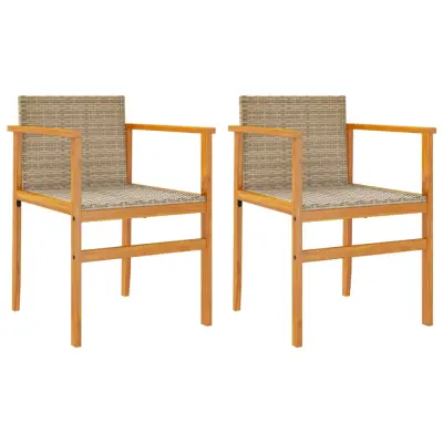 Vrtni stoli - Stol za vrt z blazinami 2 kosa bež poli ratan in trden les JS2107