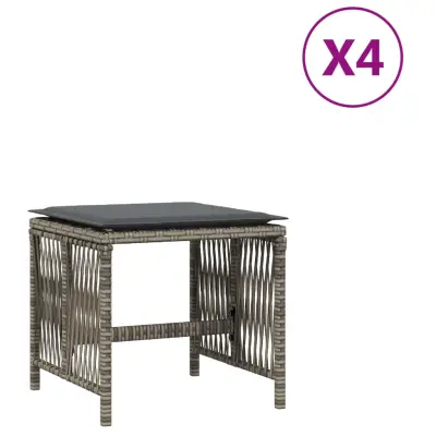 Vrtni stolčki - Vrtni stoli z blazinami 4 kosi sivi 41x41x36 cm poli ratan JS1135