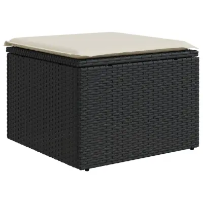 Vrtni stolček - Vrtni stoli z blazino črn 55x55x37 cm poli ratan JS819