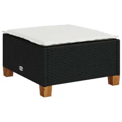 Vrtni stolček - Vrtni stoli z blazino črn 63,5x56x32 cm poli ratan JS821