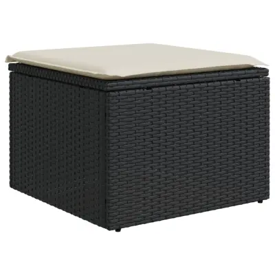 Vrtni stolček - Vrtni stoli z blazino črn 55x55x37 cm poli ratan JS817