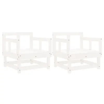 Vrtni stoli - Stol za vrt 2 kosa bela trdna borovina JS1170