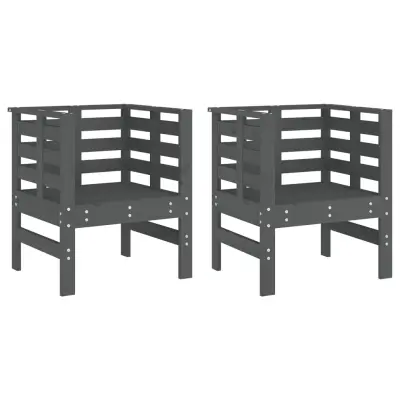 Vrtni Stoli - Stol za vrt 2 kosa sive barve 61,5x53x71 cm trdna borovina JS521