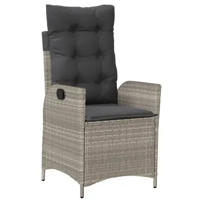 Nastavljiv Vrtni Stoli - Stol za vrt z blazinami svetlo siv poli ratan JS38