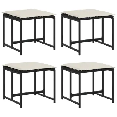 Vrtni stolčki - Vrtni stoli z blazinami 4 kosi črn poli ratan JS1116