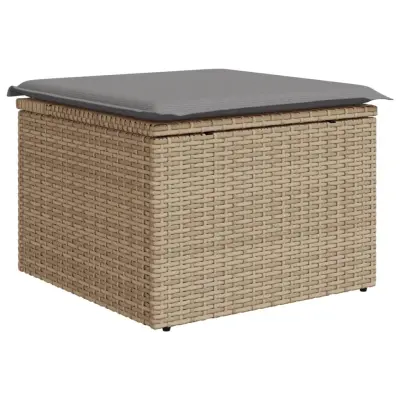 Vrtni stolček - Vrtni stoli z blazino bež 55x55x37 cm poli ratan JS808