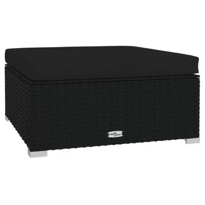 Vrtni stolček - Vrtni stoli za noge z blazino črn 70x70x30 cm poli ratan JS1008