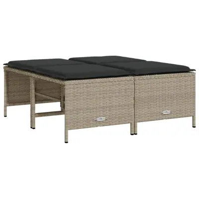 Vrtni stolčki - Vrtni stoli z blazinami 4 kosi svetlo sivi poli ratan JS1141