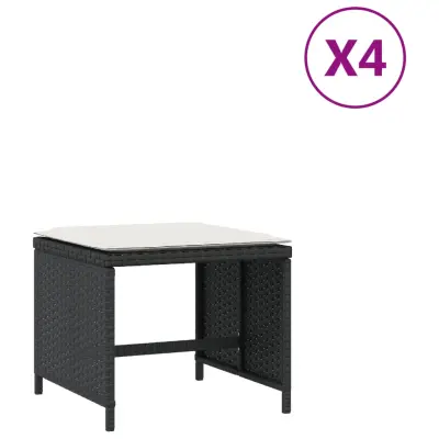 Vrtni stolčki - Vrtni stoli z blazinami 4 kosi črni 41x41x36 cm poli ratan JS1121
