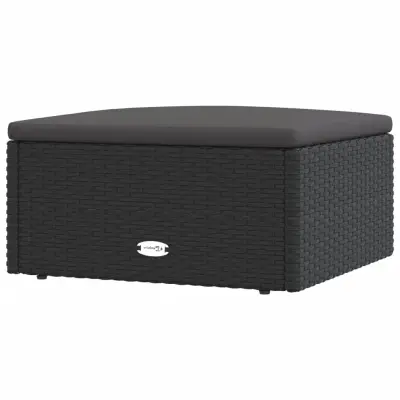 Vrtni stolček - Vrtni stoli za noge z blazino črn poli ratan JS1013