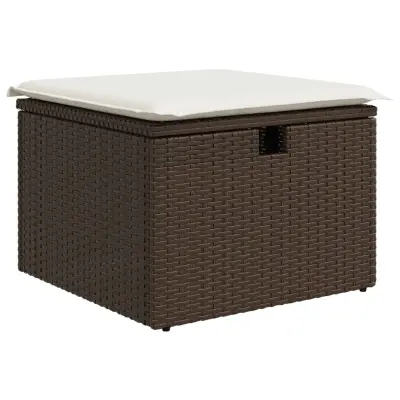 Vrtni stolček - Vrtni stoli z blazino rjav 55x55x37 cm poli ratan JS828