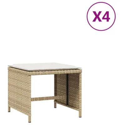 Vrtni stolčki - Vrtni stoli z blazinami 4 kosi bež 41x41x36 cm poli ratan JS1108