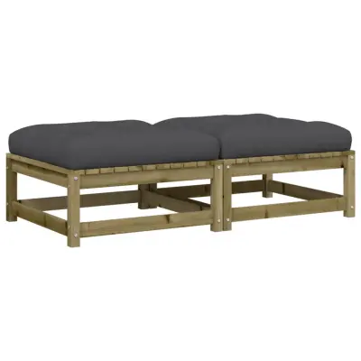 Vrtni stolček - Vrtni stoli za noge z blazino 2 kosa impregnirana borovina JS965